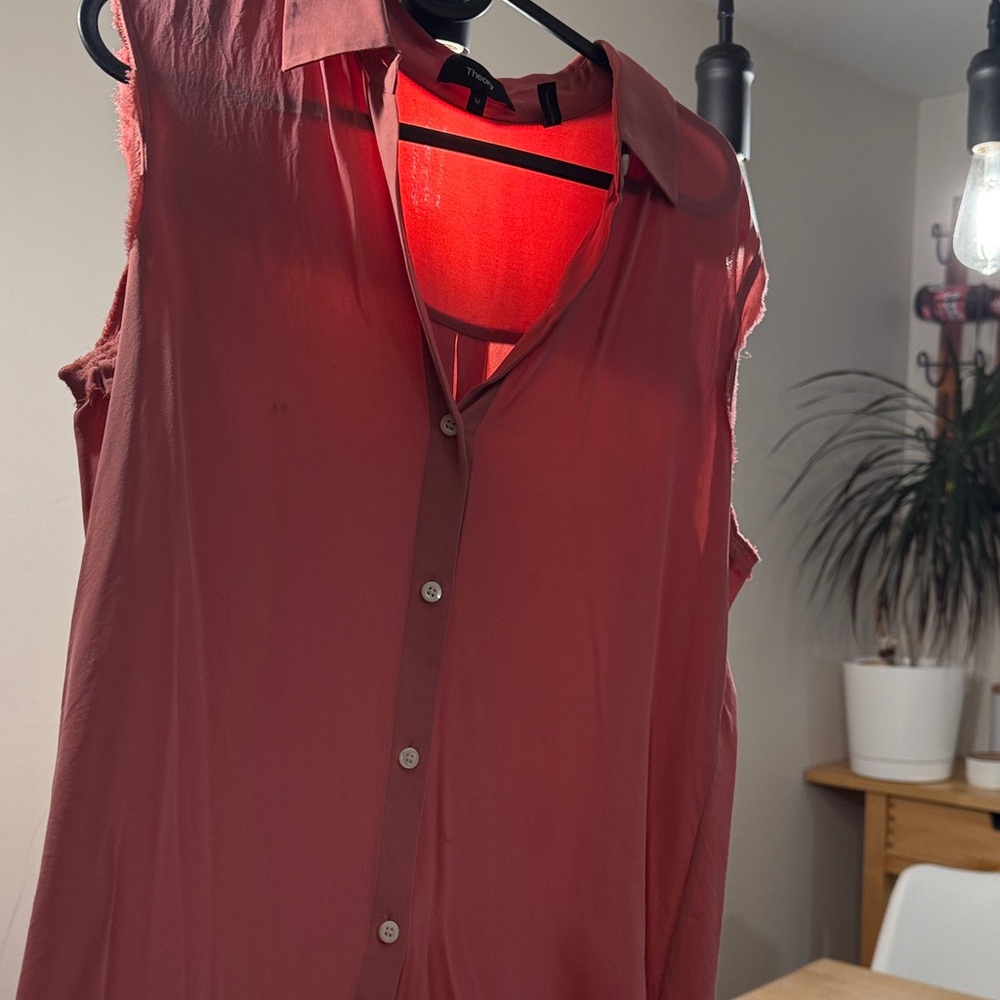 Theory Coral Sleeveless Blouse